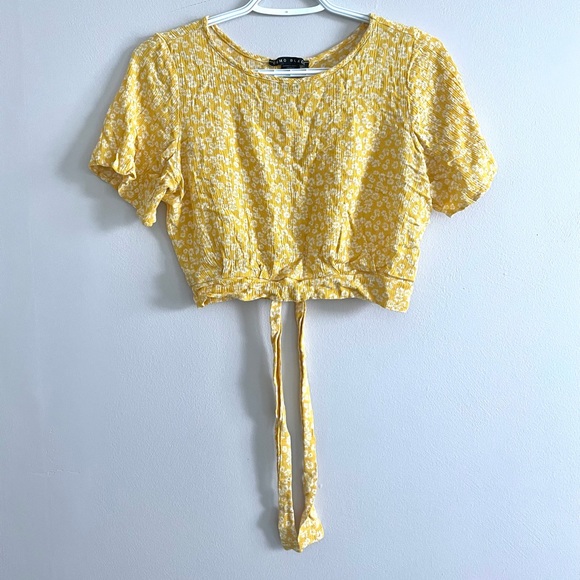 yellow floral crop top T-shirt - Picture 1 of 4